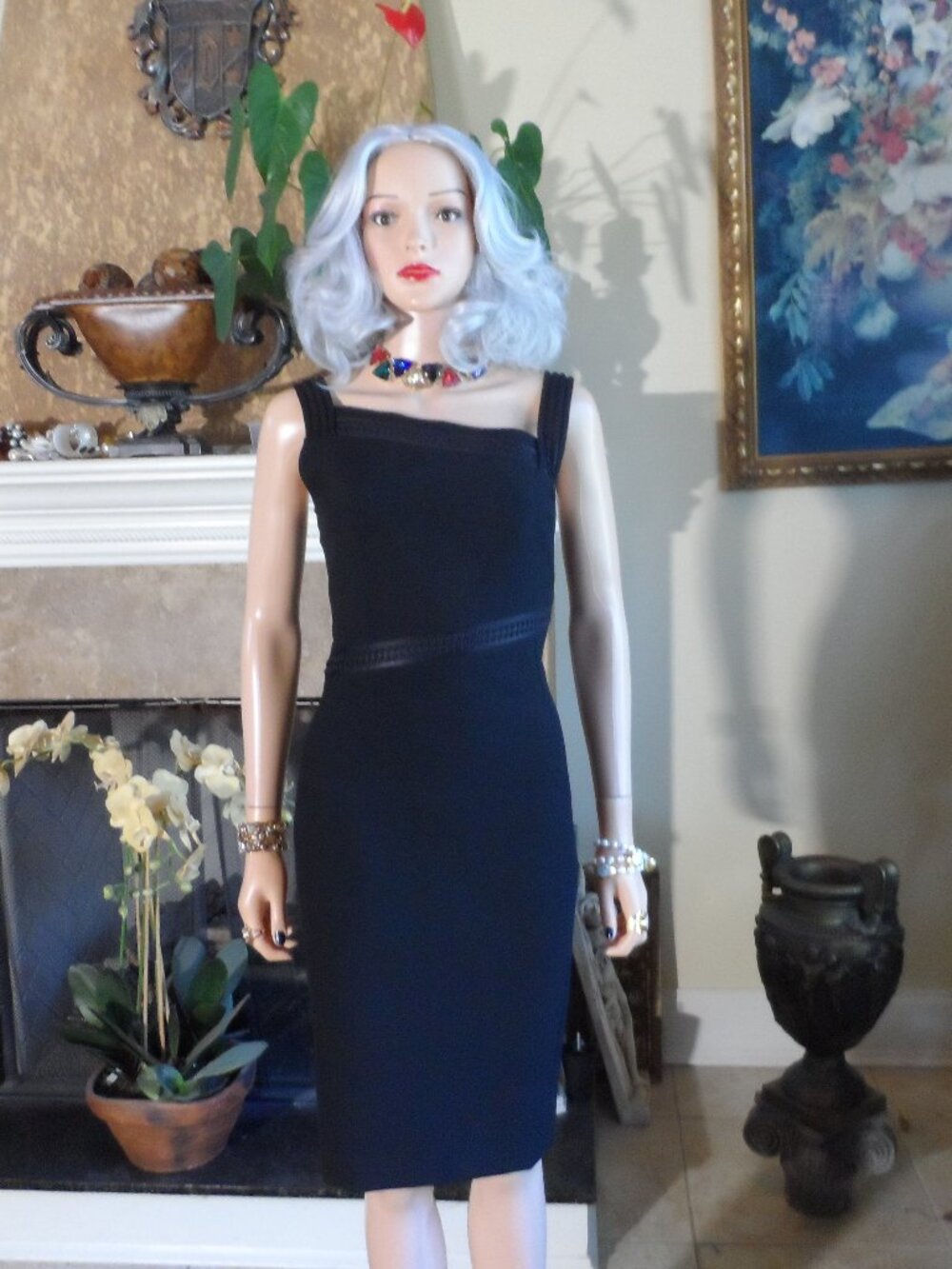 Versace Collection Black Asymmetrical Sheath Dress Size IT 44 US 8